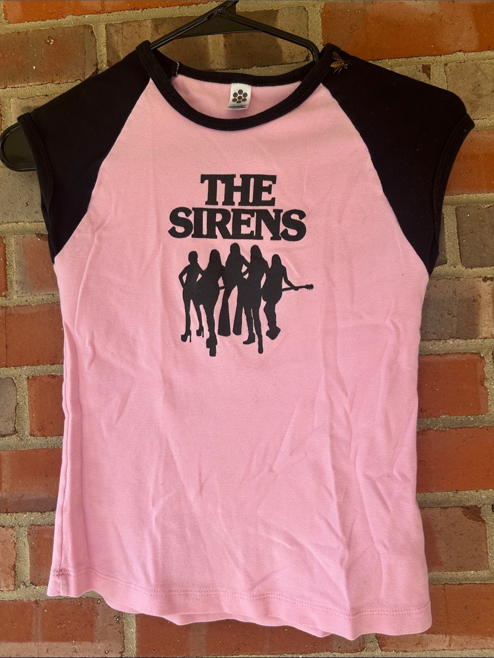 American Apparel Pink and Black 'The Sirens' Raglan Tee M (small fit)